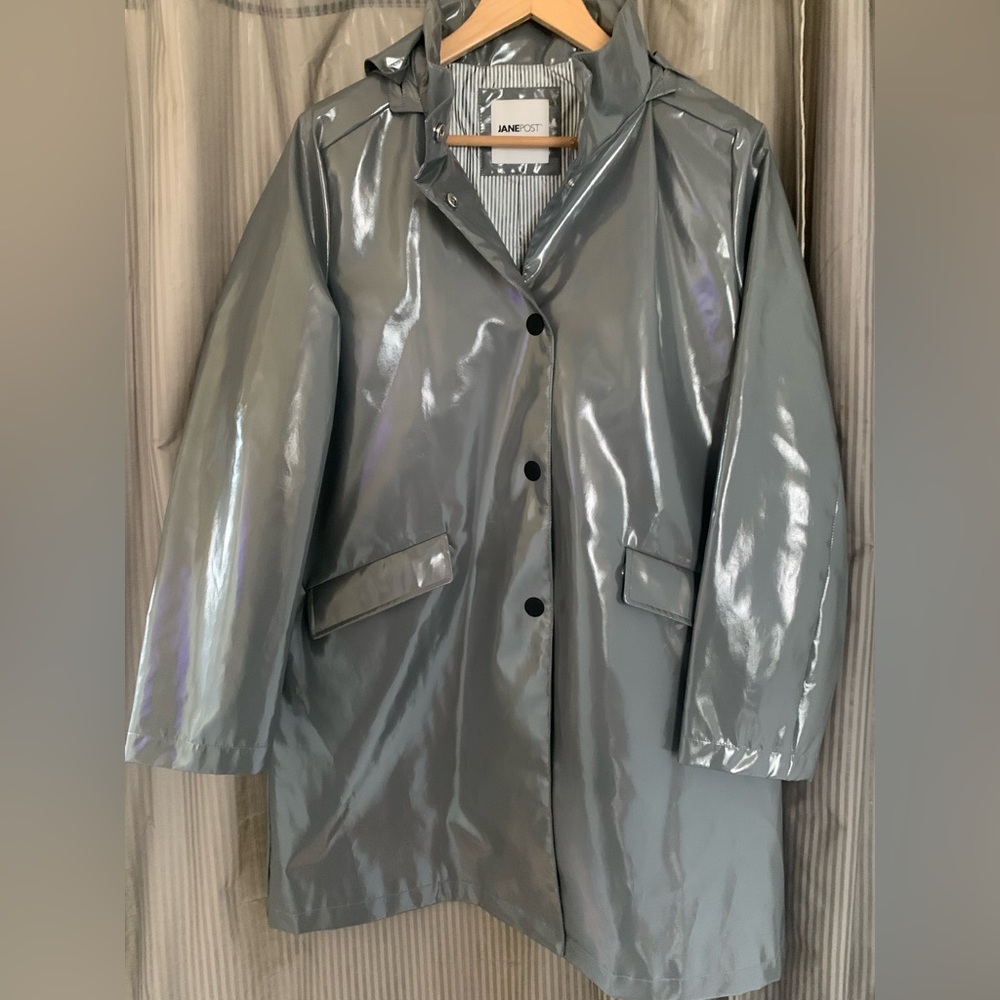 Jane Post Stone Grey Funnel Neck Slicker